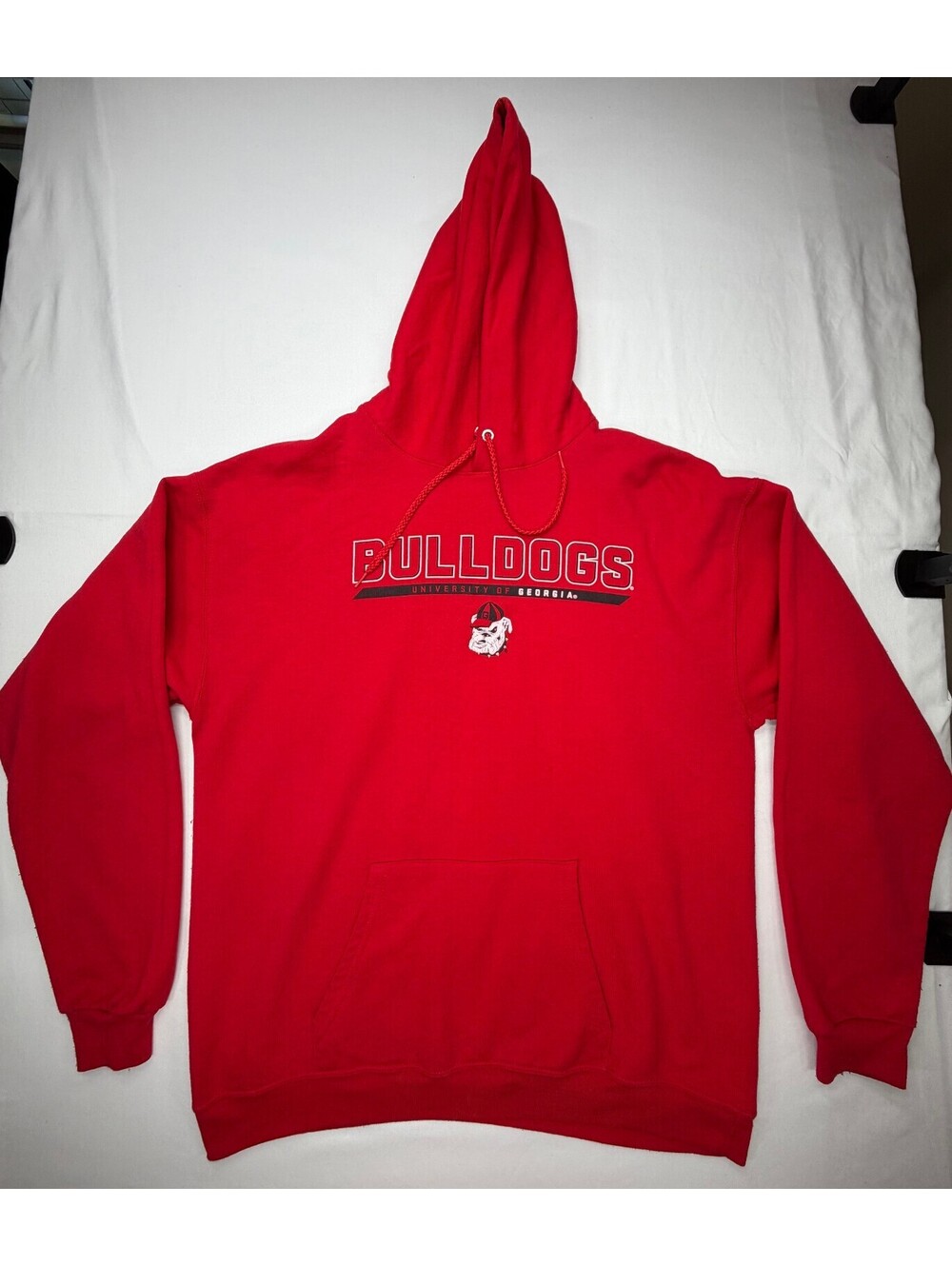 Hanes Men's Hoodie Pullover University of Georgia Bulldogs Fleece Size Large Red
